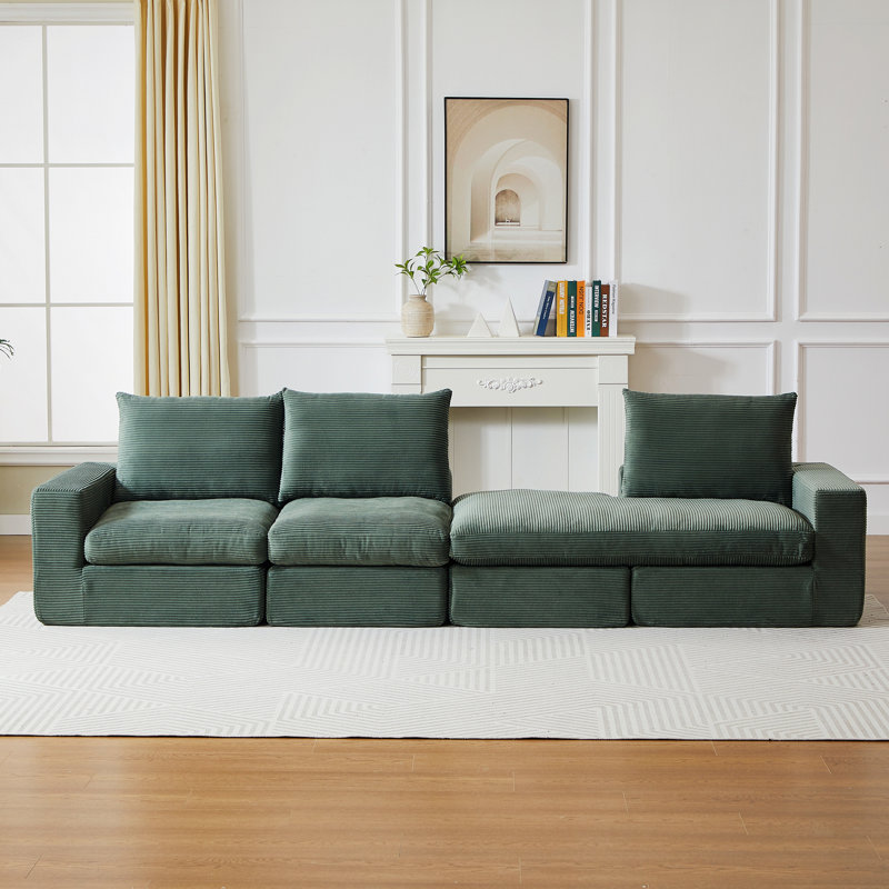 Boneless L-Shaped Upholstered Sectional Sofa With Chaise, Three Pillows