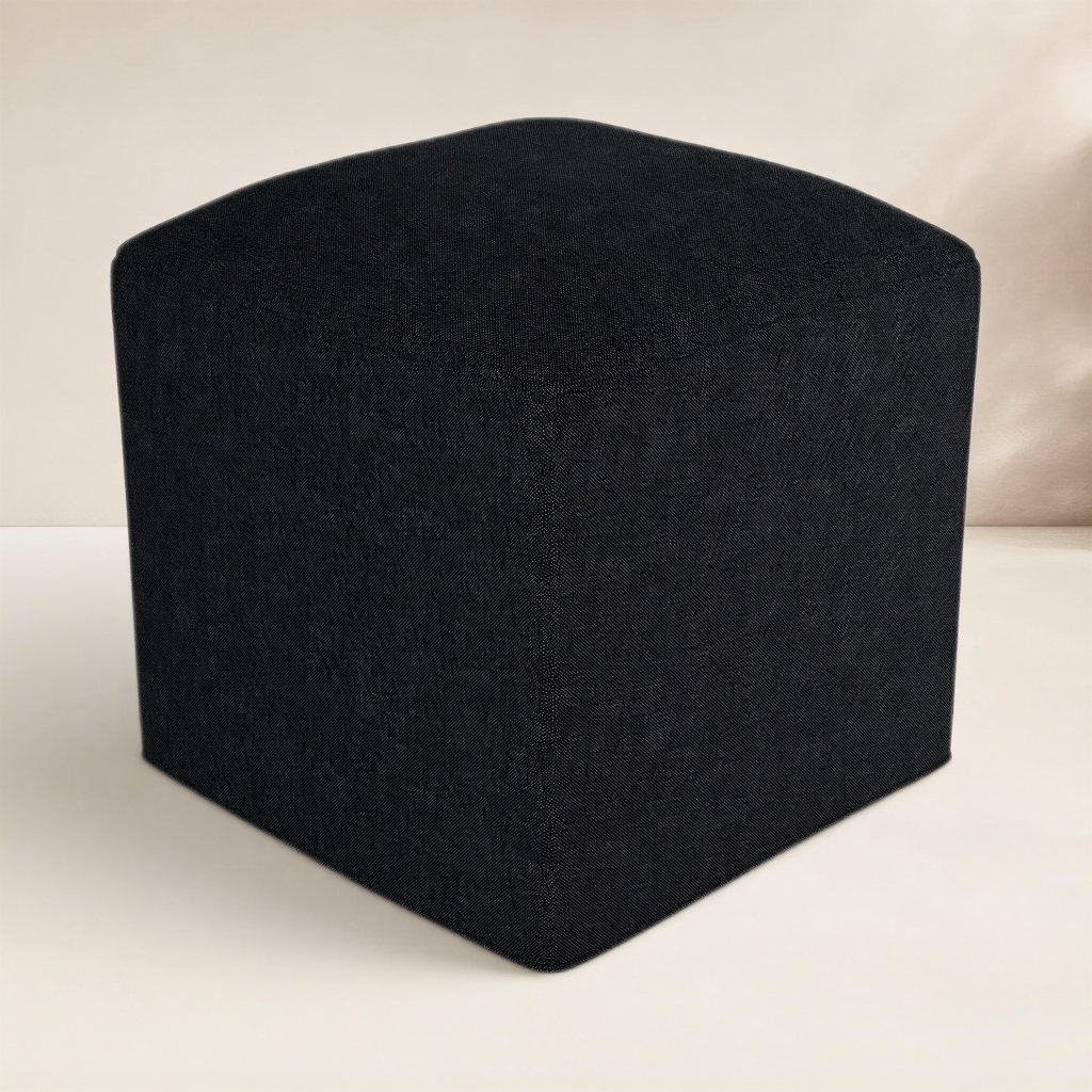 Praia Sunbrella® Upholstered 18" Outdoor Cube, Canvas Black Sunbrella® Canvas