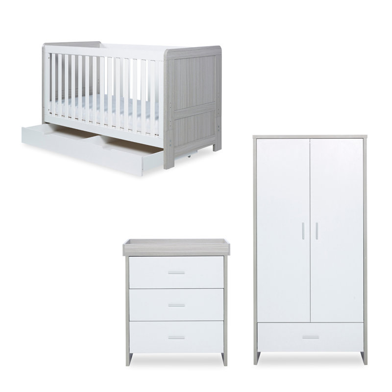 Pembrey 3 Piece Furniture Set, Under Drawer, Ash Grey & White