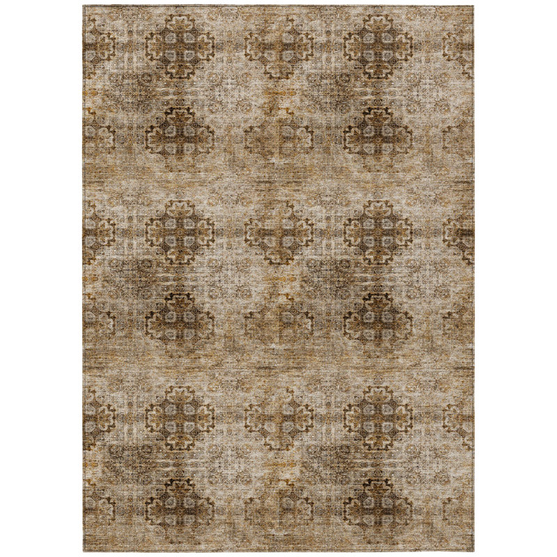 Caseville Washable Floral Indoor / Outdoor Rug, Rectangle 5' x 7'6"
