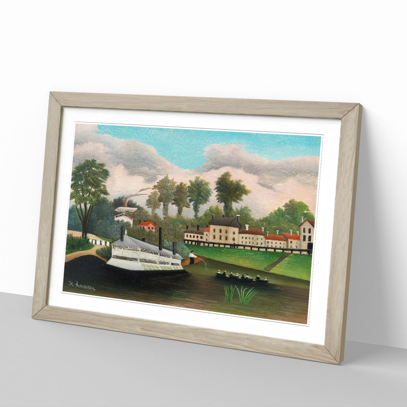 The Laundry Boat by Henri Rousseau - Picture Frame Painting, 27cm H x 36cm W x 2cm D, Oak