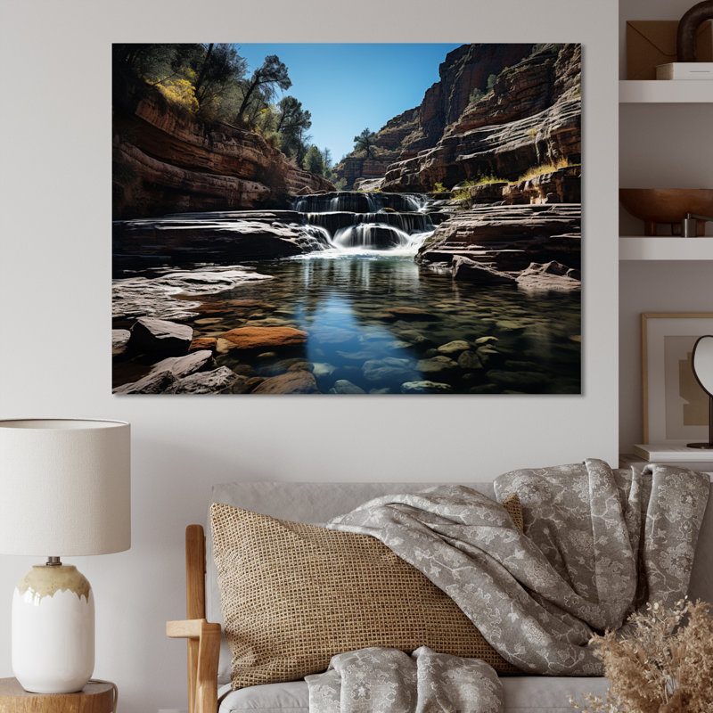 Canyon - cascades éphémères - impression, Cadre photo argenté, H 24 po x l 32 po x P 1 po