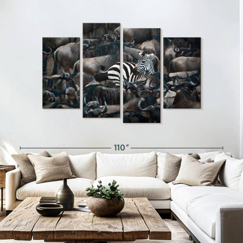 Brampt Zebra Among Wildebeests