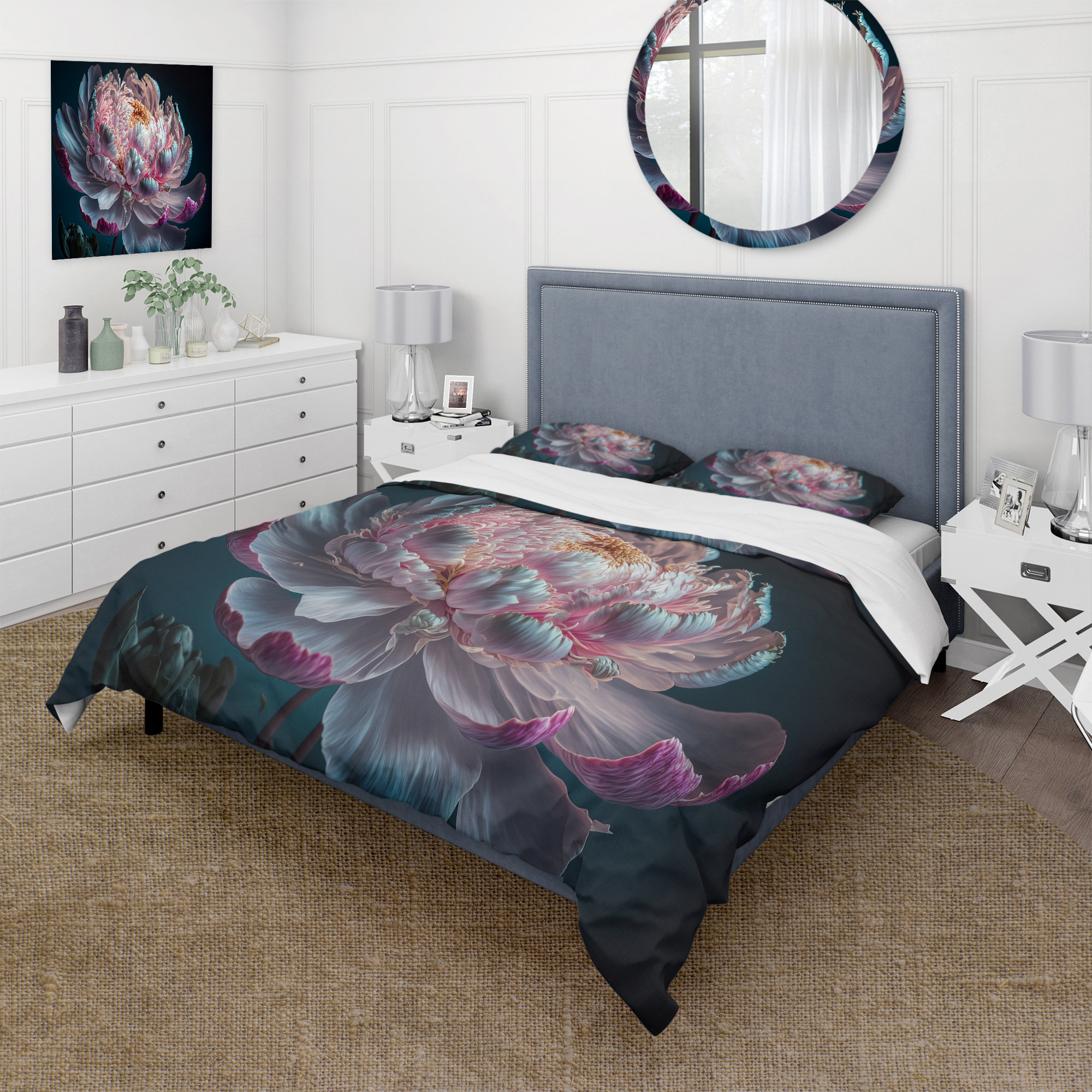 Design Art Blossoming Pink And White Peony IV - Floral Peony Duvet ...