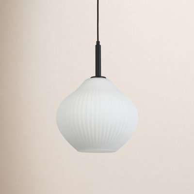1- Light Modern Ribbed Glass Pendant Light