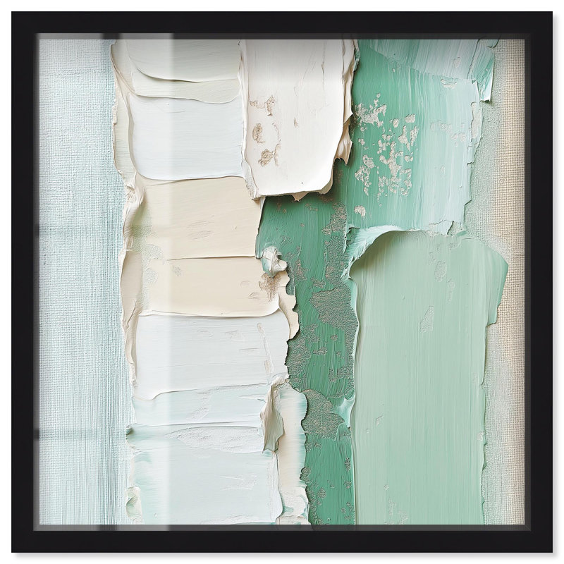 «Minted Horizon III Shadowbox Print Mint Abstract Art» par Art Remedy, H 31 po x l 31 po, Noir