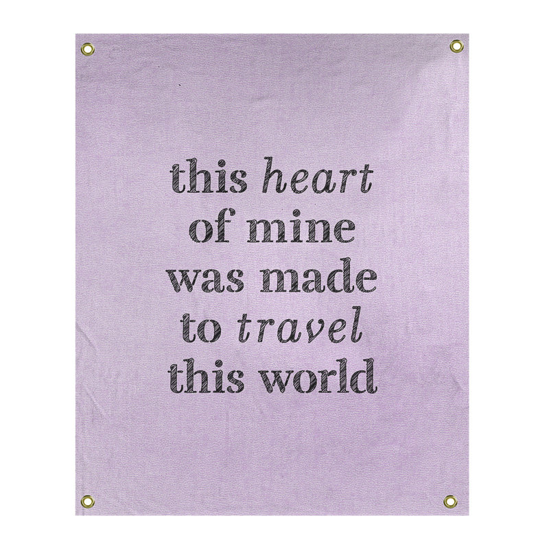 Tapisserie de polyester, voyage d’amour, H 80 po x l 59 po, Mauve / Noir