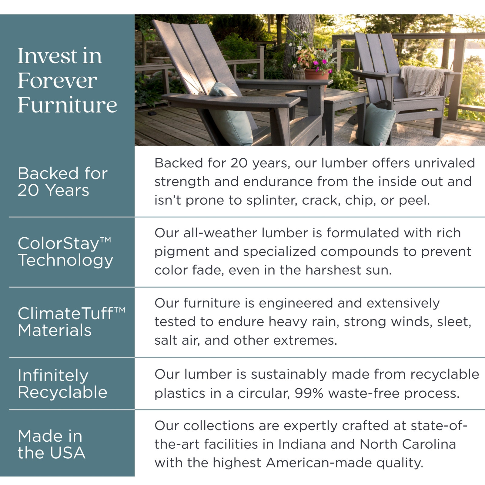 POLYWOOD® Vineyard Patio Rocking Chair, Slate Gray