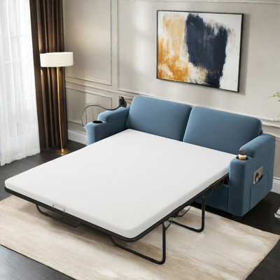 Bellanger Sofa Bed With Full Size Mattress, Two Usb Ports, Two Cup Holders, Two Side Pockets And A Phone Holder