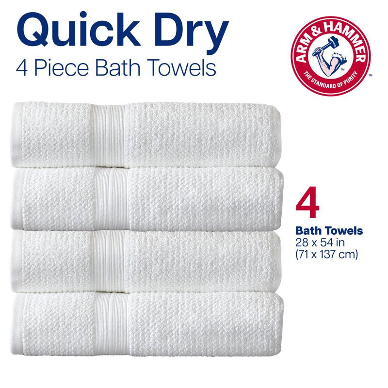 Arm & Hammer Quick Dry Bath Towels, White
