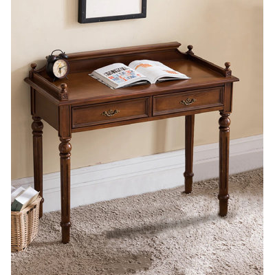 Classic Rubberwood Study Desk with Drawers by Canora Grey