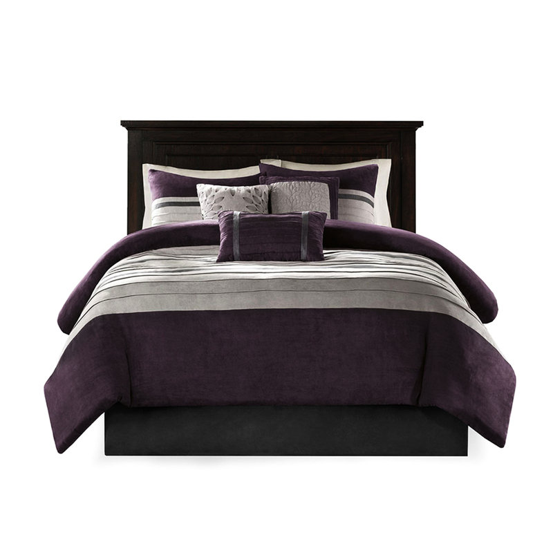Édredon 7 pièces mauve en faux suède mauve
