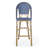 29.5" Outdoor PE Rattan French Barstool, Dark Teal and White, Aluminum Frame with Bamboo Finish (Set of 2)