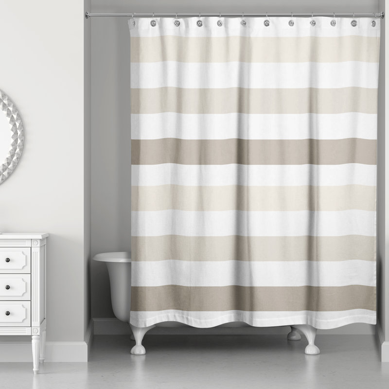 Rideau de douche simple à rayures Boucher, Beige