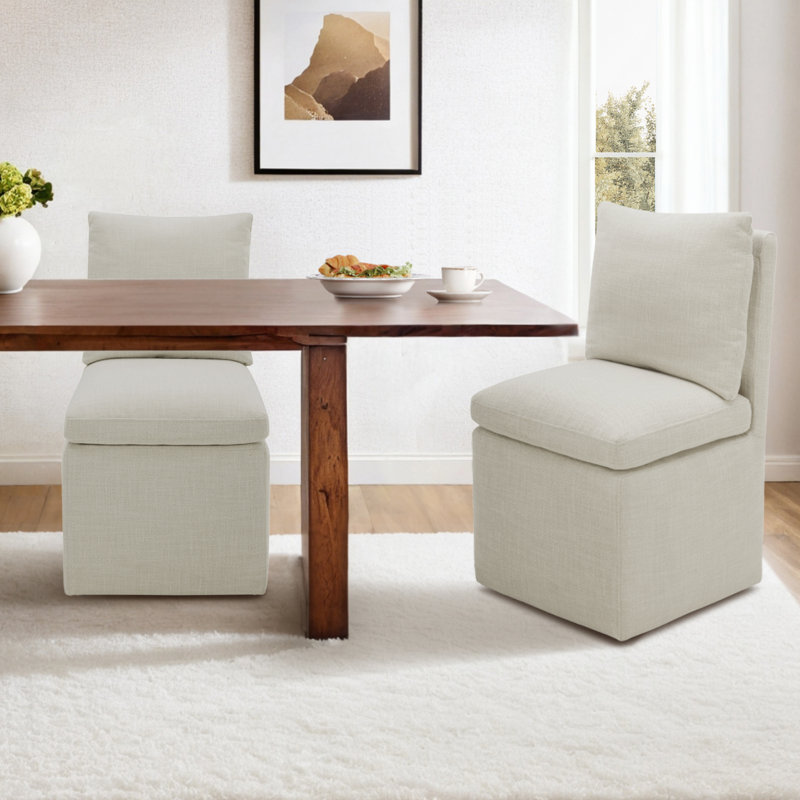 Chaise d'appoint rembourrée avec roulettes Malcolm, Lin Performance Effie
