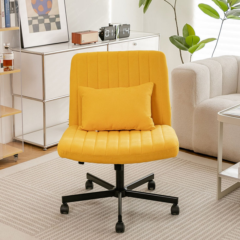 Chaise de bureau Linen Criss Cross, Lin, Jaune, Jaune