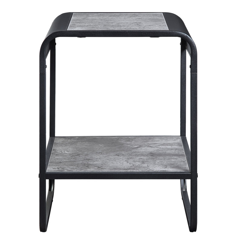 Table d'appoint contemporaine en béton et gris avec optimisation de l'espace de rangement