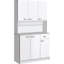 Armoire de cuisine 6 portes, armoire de rangement haute avec support pour micro-ondes, huche de cuisine moderne avec comptoir, armoire de salon-13479043