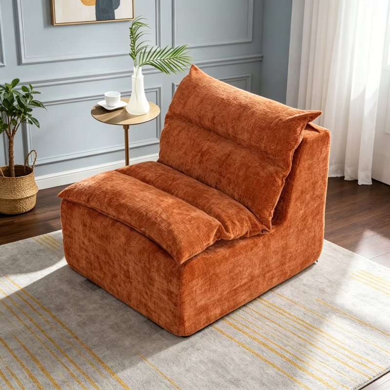 Single Chair Sofa, Orange Poyester