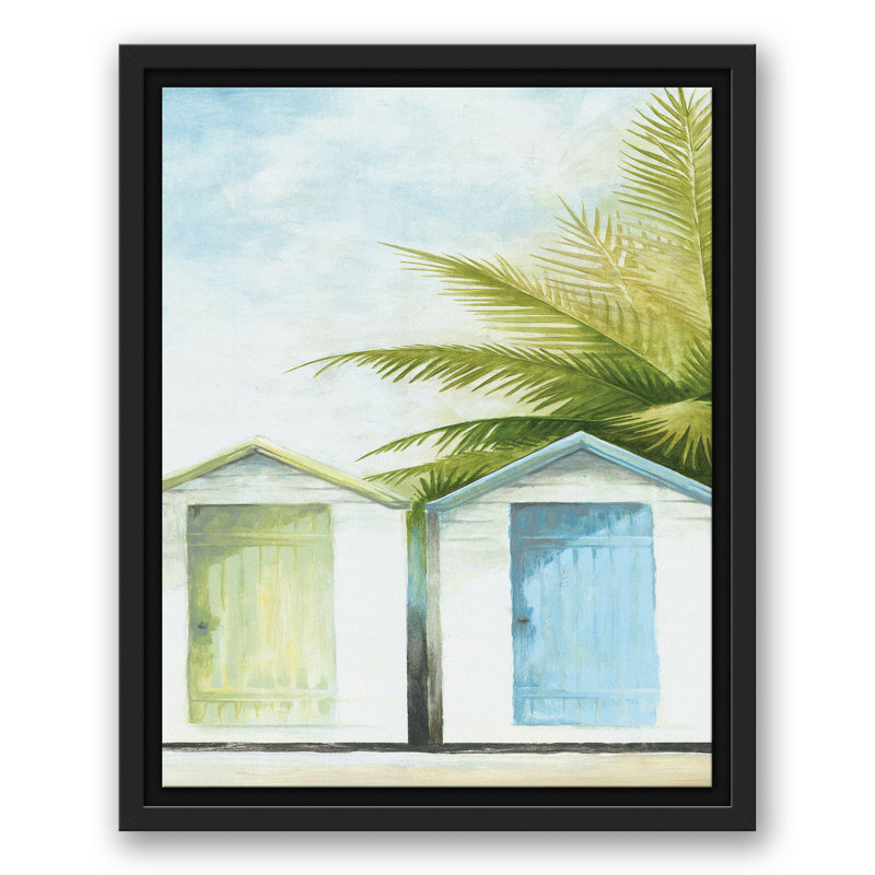 Toile flottante encadrée "Beach Huts", H 15,75 po x l 12,75 po x P 1,75 po, Cadre flottant