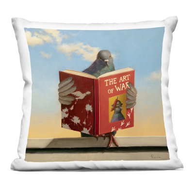 Coussin Pigeon Reading Classic Literature