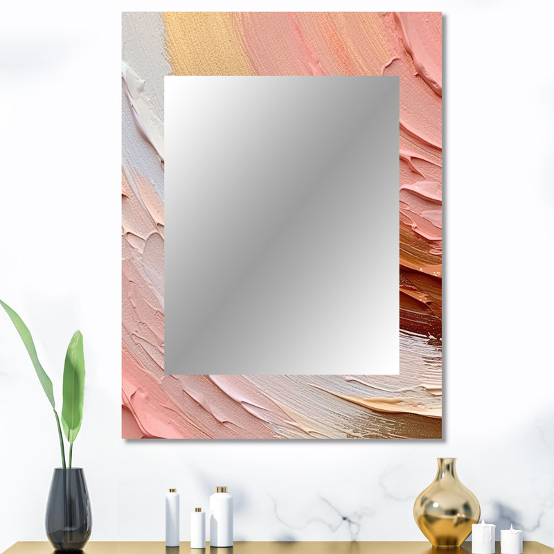 Peach and Gold Spiral Radiance - Pink Wall Mirror Decor, 40 po x 30 po