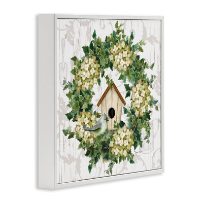 Spring Birdhouse Wreath Framed Giclee Art by Annie LaPoint