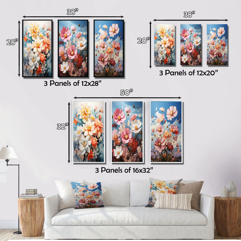 «Meadow Daffodil Dance», 3 pièces sur toile, Toile tendue, H 28 po x l 36 po