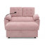 Le fauteuil de loisir, le fauteuil inclinable double, avec dossier réglable manuellement, les accoudoirs rembourrés, le port de chargement USB latéral et le support pour téléphone, sont livrés avec un repose-pieds de rangement assorti-146949576