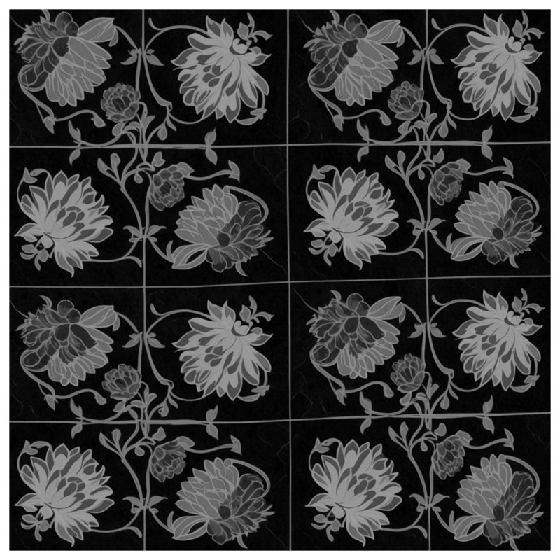 Rideaux de fenêtre noirs à carreaux floraux, voilages et voilages à motif floral - 1 panneau, 50 po x 80 po - 1 panneau