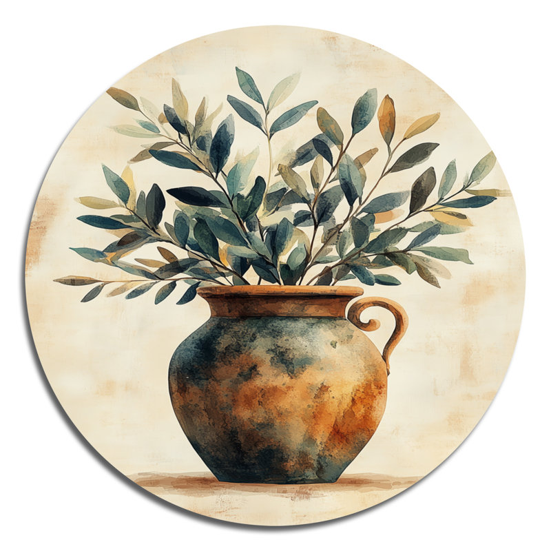 Inus - art mural rond Boho Pottery, L 29 po x H 29 po