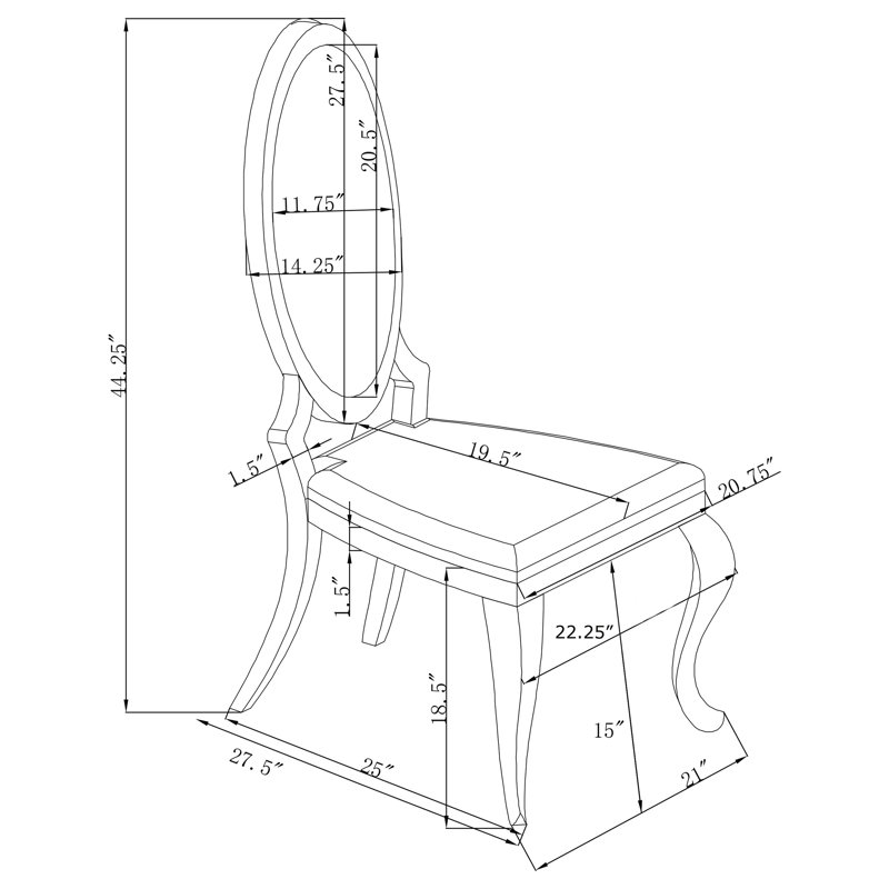 Ensemble de 2 chaises d'appoint en polyuréthane à dossier très long Westhampton