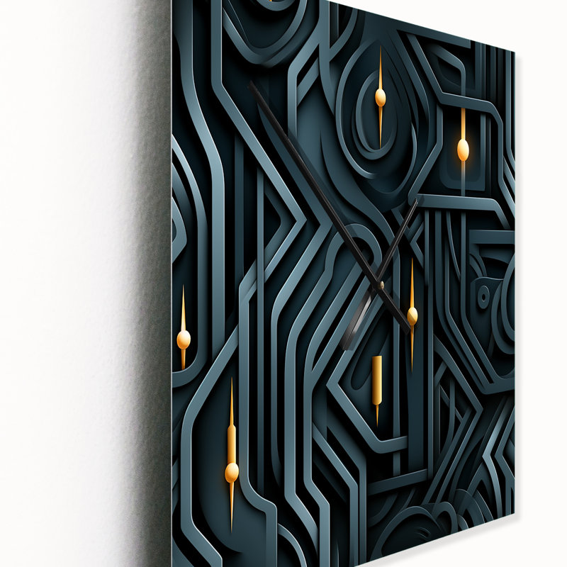 Enigmatic jaune noir - horloges murales modernes, Moyen