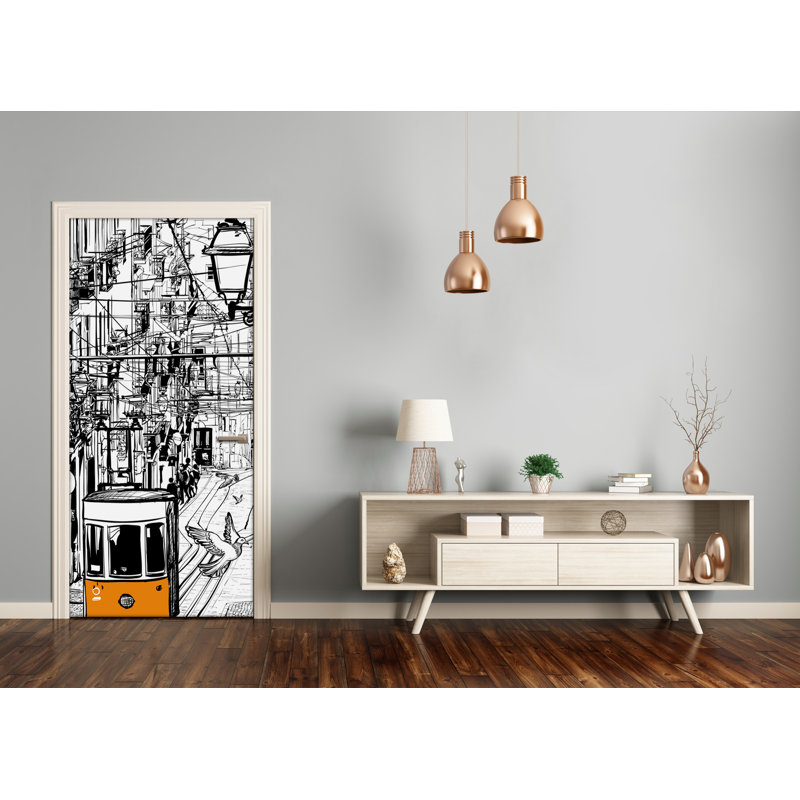 Tram In Lisbon Door Decal