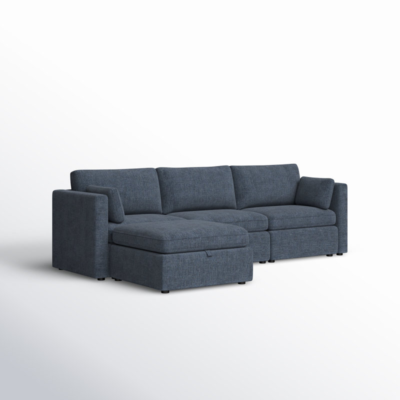 Canapé modulaire rembourré avec repose-pieds 4 pièces 112,6 po Winfree, Bleu