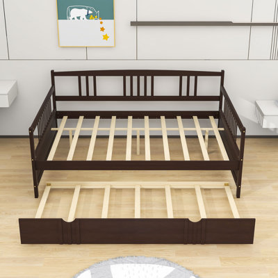Wooden Daybed with Trundle by QYUF
