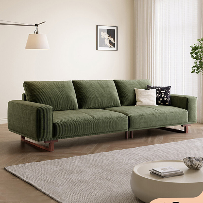 Canapé modulaire en velours côtelé vert, 4, H 34,65 po x l 110,24 po x P 38,58 po  