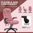 High Back Vibration Massage Office Chair With 6 Vibration Points, Heated Reclining Pu Leather Computer Chair With Armrest And Remote, Pink