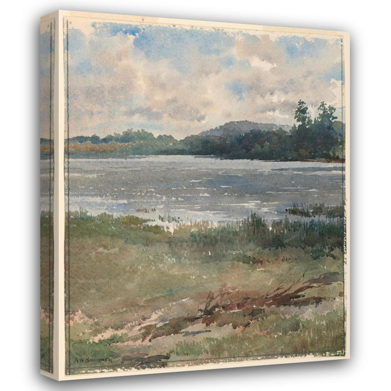 «Lakeside Landscape» par Arnold William Brunner - Art mural sur toile tendue avec châssis, H 24 po x l 17 po