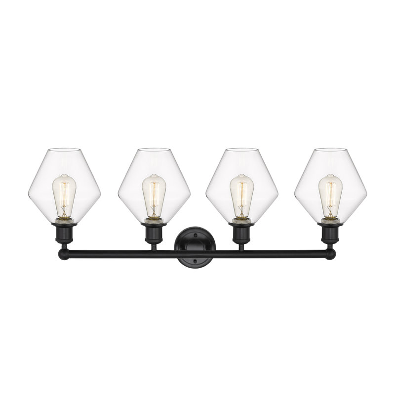 Éclairage de salle de bain à intensité variable 4 lumières Amylea, Transparent, Noir mat