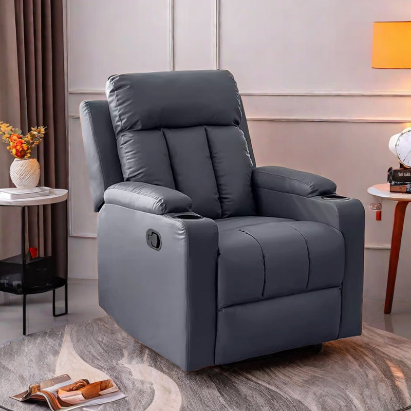 Naeshawn Recliner, Dark Gray Polyester Fibre
