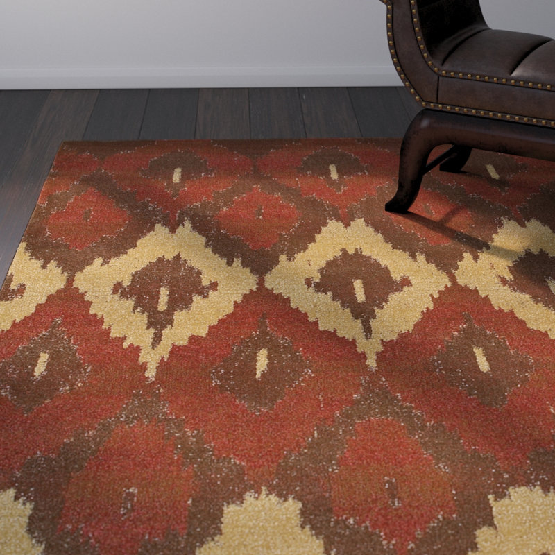 Tapis marron à motif ikat Doughton, Rectangle 9 pi 9 po x 13 pi