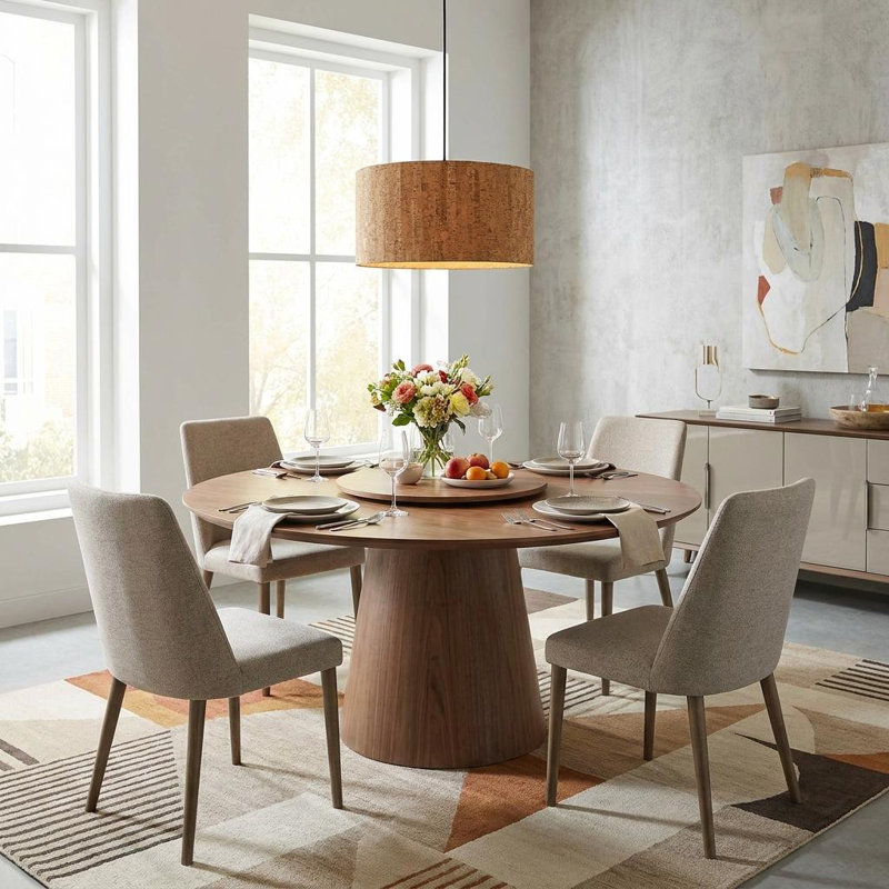 Lampe suspendue moderne avec abat-jour en liège noir mat
