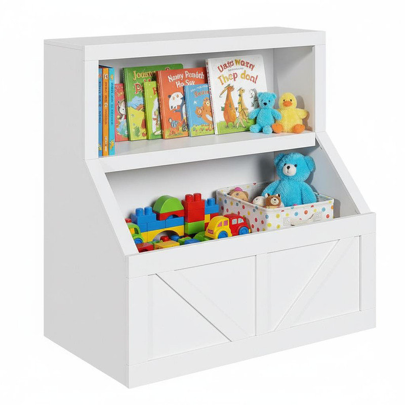 Sturdy Wooden Kids Bookshelf with Cubby Storage Cabinet, Toy Organizer & Anti-Tip Safety - Ideal for Playroom, Nursery, Bedroom & Study Area