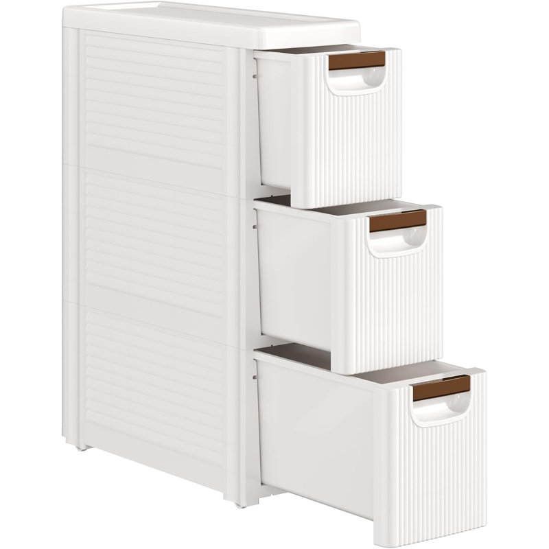 Abdullah 3-Tier Plastic Storage Drawer Cabinet – Stackable Organizer Tower With 3 Pull-Out Bins For Closet, Bedroom, Bathroom, Office