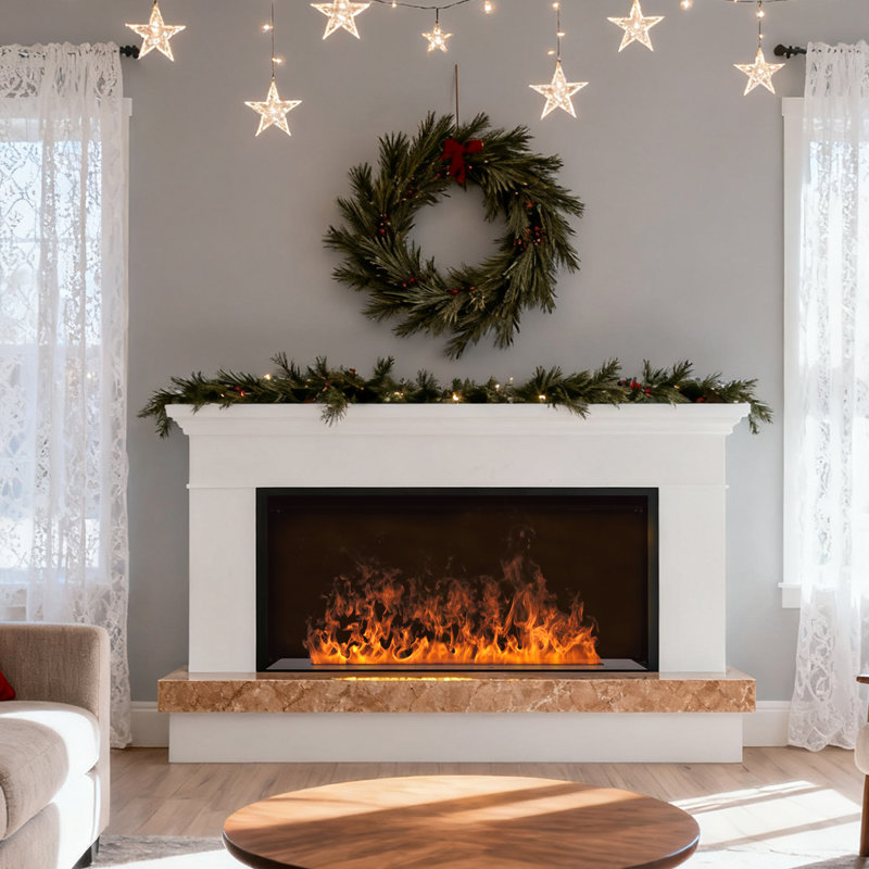 8 Color Flames 3D Water Vpaor Freplaces Inserts & Freestanding Electric Fireplaces NO Heating with Remote & Smart APP Decoration Humidifier Steam Fireplace