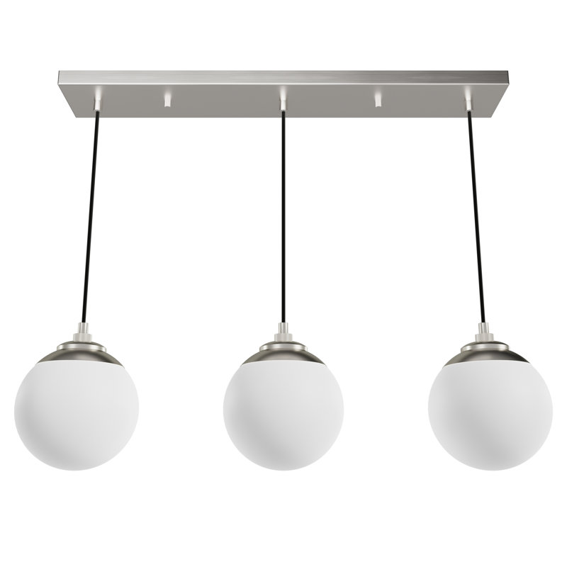 Luminaire suspendu linéaire à 3 lumières Hepburn, Nickel brossé