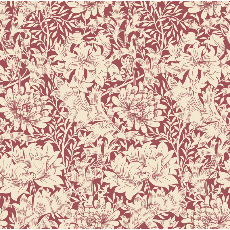 Padstow 10m x 50cm Matte Wallpaper Roll, Ruby Red