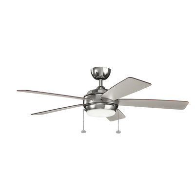 Ventilateur de plafond standard à DEL à 5 pales de 52 po avec chaîne de traction et ensemble d'éclairage inclus Starkk