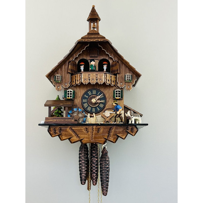 14" Musical Cuckoo Clock with Woodcutter & Waterwheel